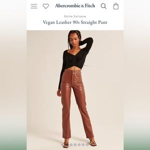 Abercrombie 90s Straight Ultra High Rise Brown Leather Pants